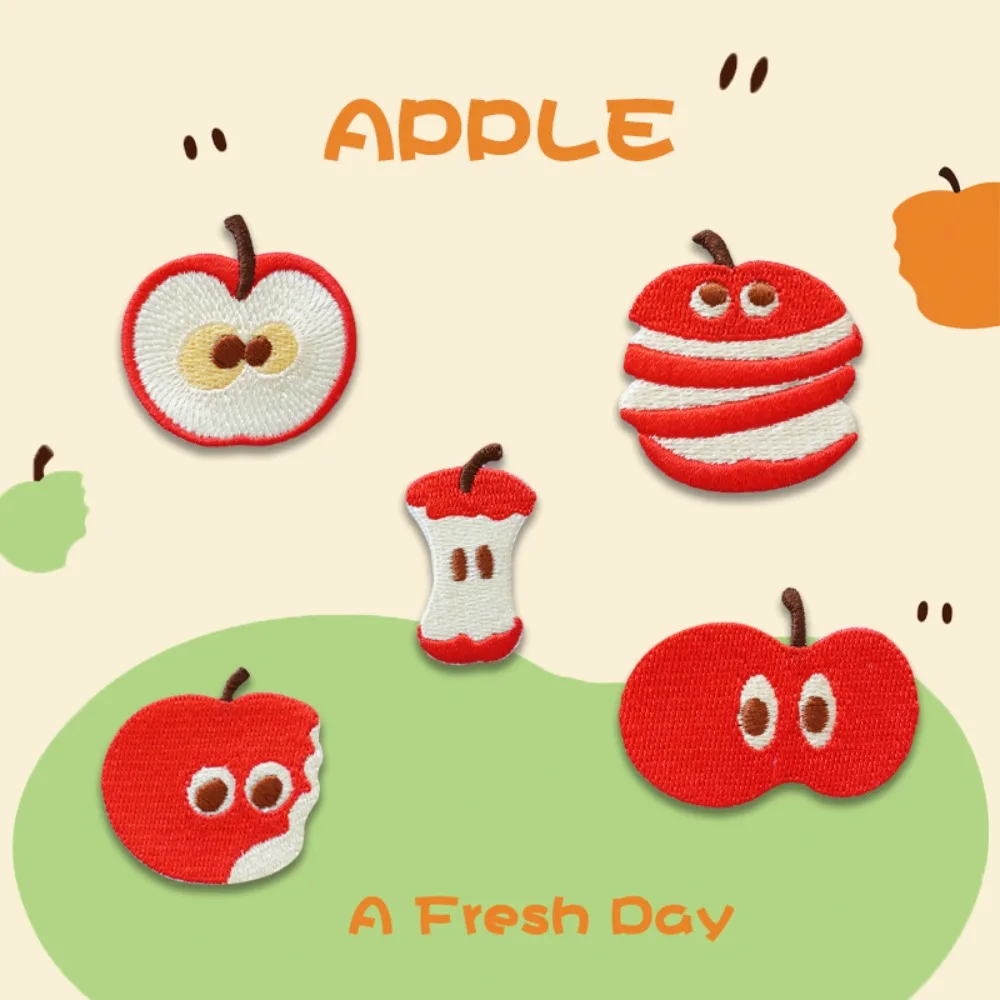 

Red Apple Embroidery Patches Cloth Stickers Fruit Mobile Phone Patch Bag Handbill Decorative Appliques for Clothing Sewing Scp