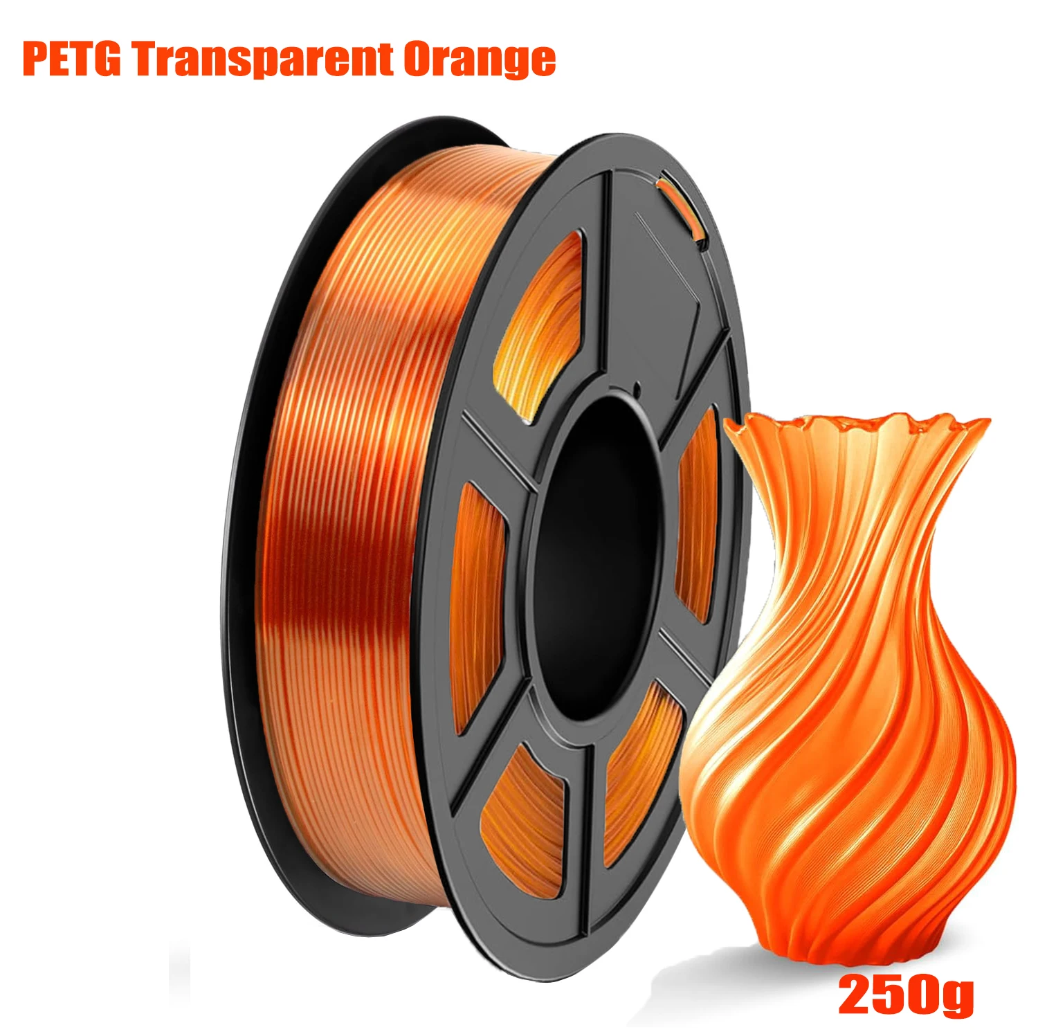 

Clear PETG Filament 1.75mm,Transmittance Orange Filament, Transparent 3D Printer Filament Up to 600mm/s Printing