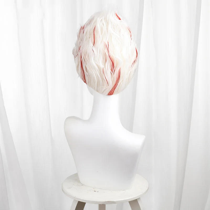 애니메이션 DAN DA DAN 타카쿠라 켄 오컬트 코스프레 가발 안경 남성 화이트 레드 짧은 곱슬 머리 할로윈 파티 카니발 합성 가발