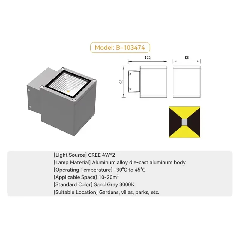 Fashionable Modern Outdoor Custom Waterproof Wall Lamp for Decoration Lighting Project Alloy LED