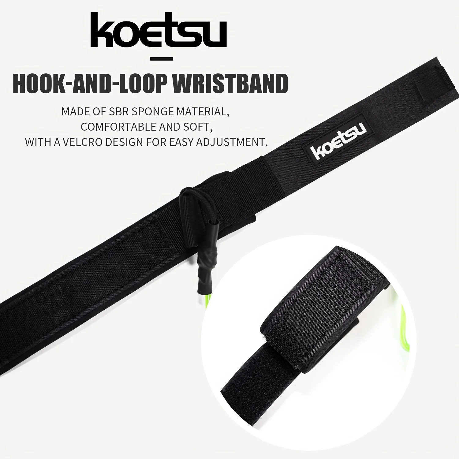 KOETSU Bodyboard-Leash, 5 mm TPU-Spiral-Surfleash mit Klettverschluss am Handgelenk und Schnellverschluss-Zuglasche – Detail 6