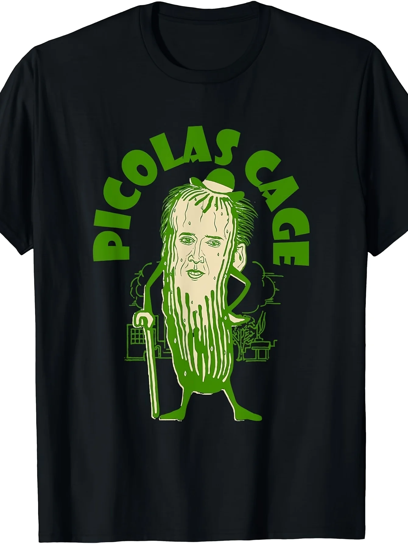 2026 Picolas Cage Humorous Celebrities Meme T-Shirt - Black Crew Neck Tee for Men, Ideal for Casual Wear, Comfortable Fit, Fun D
