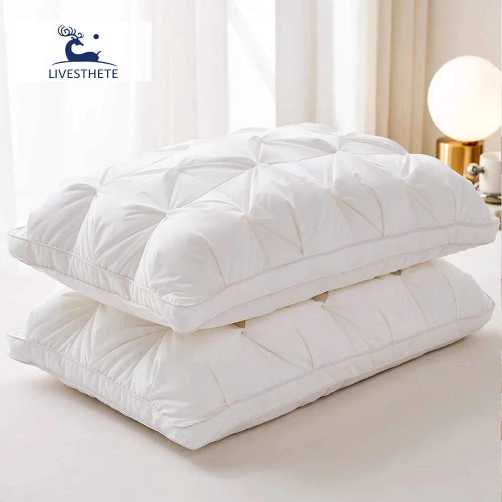

Liv-Esthete 2024 Winter 100% Goose Down Pillow Warm Gift Down-proof Queen King 100% Cotton Neck Protection Sleep Bed Pillows
