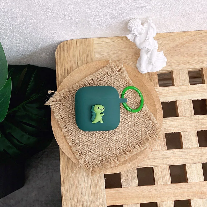 لالأصلي YX06 TWS حافظة كرتون للأذن مضحك ديناصور سيليكون حماية غطاء صندوق الهاتف مع ملحقات المفاتيح