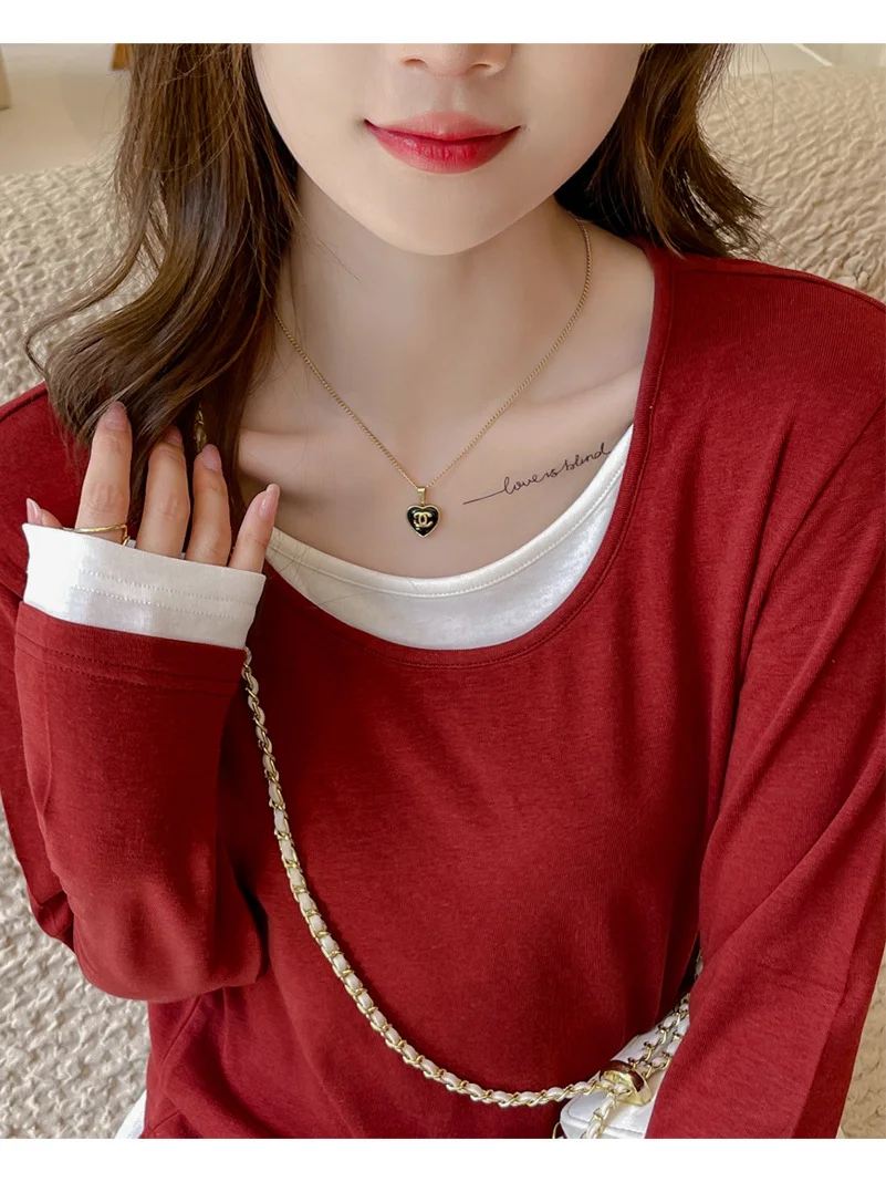 Langarm-T-Shirts für Damen, elegant, rote Oberteile, gerüschter Saum, atmungsaktiv, bequem, Baumwolle, Party, Club, sexy, täglicher Look, heiße Mode