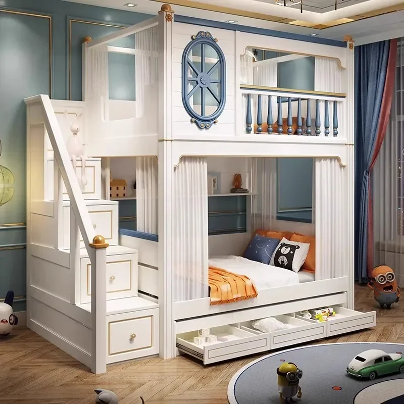 Children's furnitureAmerican solid wood children's bunk bed Upper and lower beds in and out of the bed and bunk beds