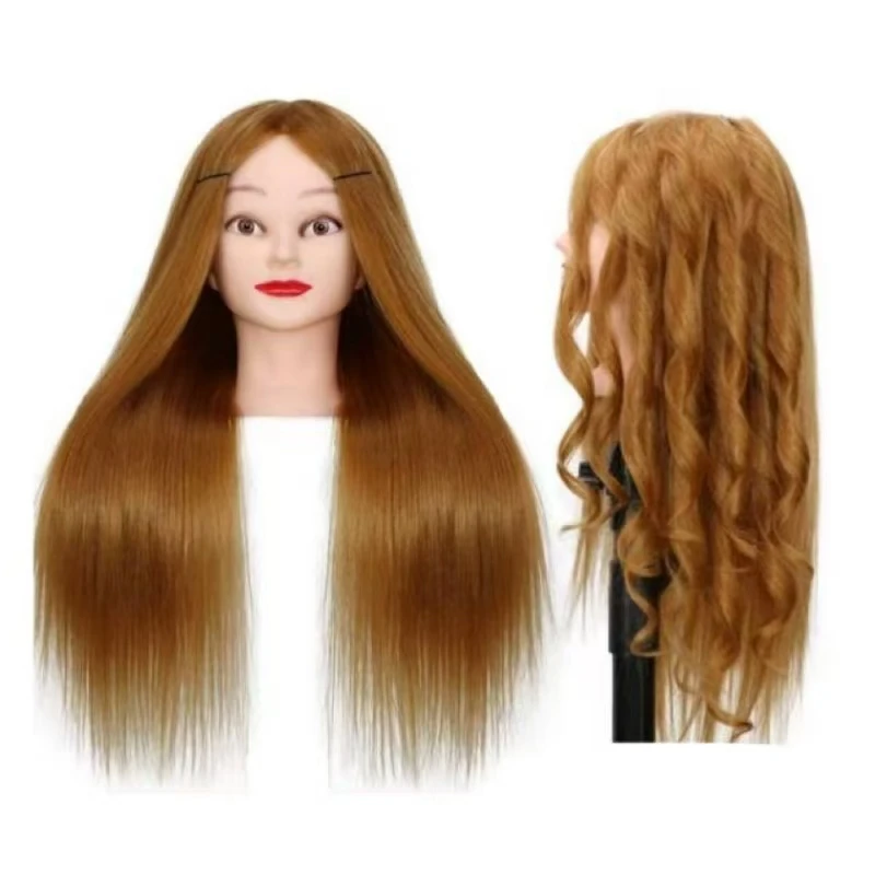 80%Real Hair Doll Head For Hairstyle Professional Training Head Kit Mannequin Head Styling To Practice Hot Curl Iron Straighten