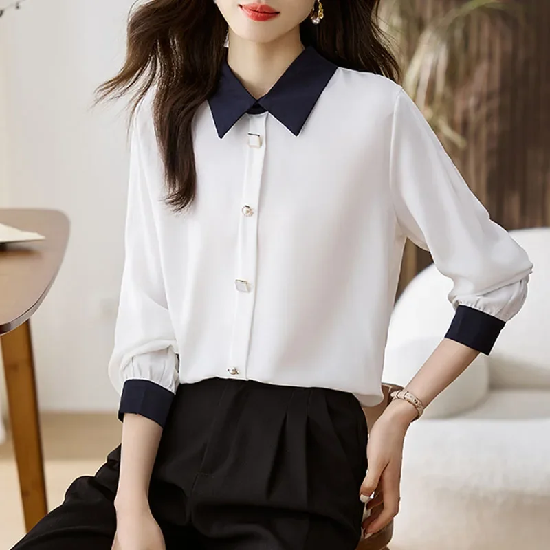 Fashion Turn Down Collar Women Shirt Long Sleeve Chiffon Shirt Blouse Women Tops Blouses Blusas Para Mujer Camisas Blusas M300