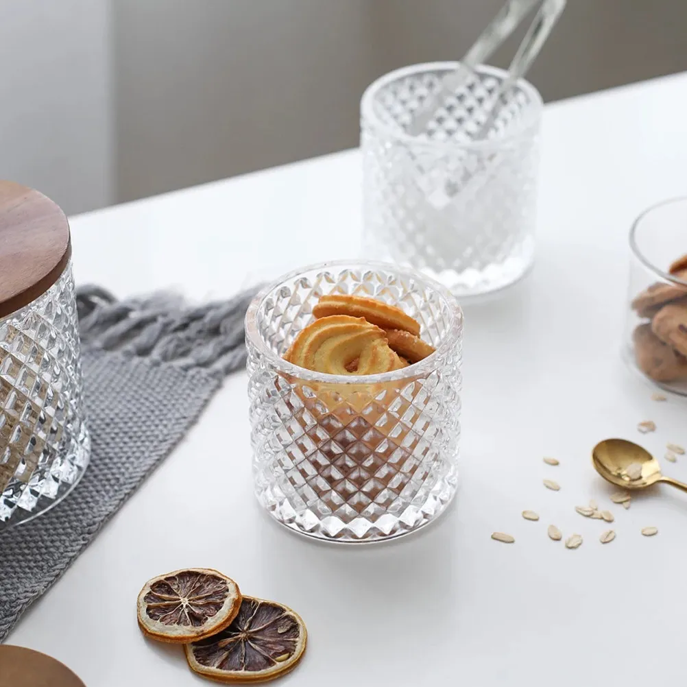 1Pcs Premium Glass Storage Jar with Natural Wood Lid Clear Airtight Household Container for Kitchen Staples Multigrain Coffee
