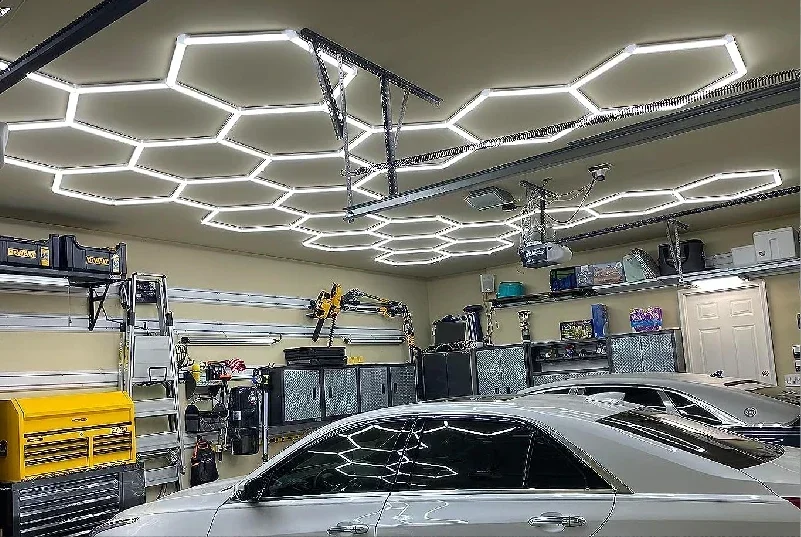 調光六角照明ガレージ理髪店シーリングライトワークショップハニカム
