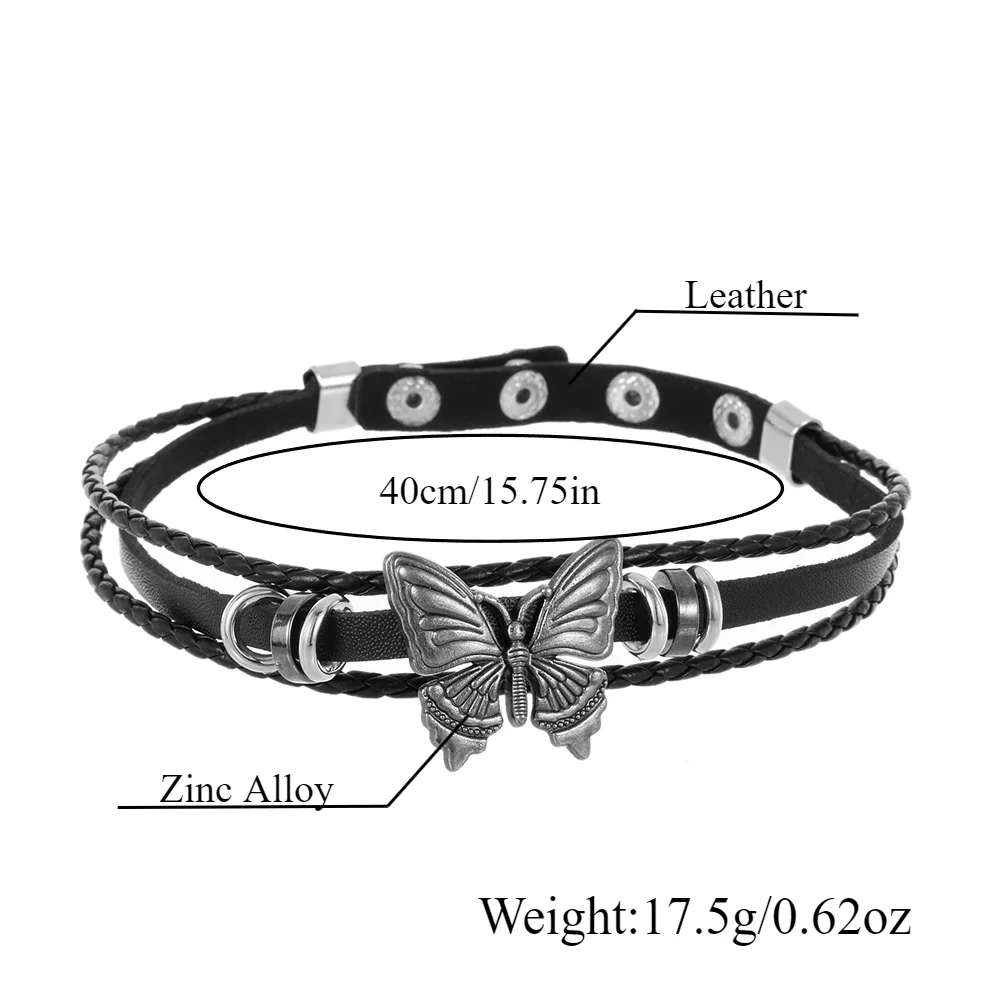 20242024 Trend Vintage Butterfly-shaped Pendant Classical Women Leather Necklace for Birthday Gift image 2