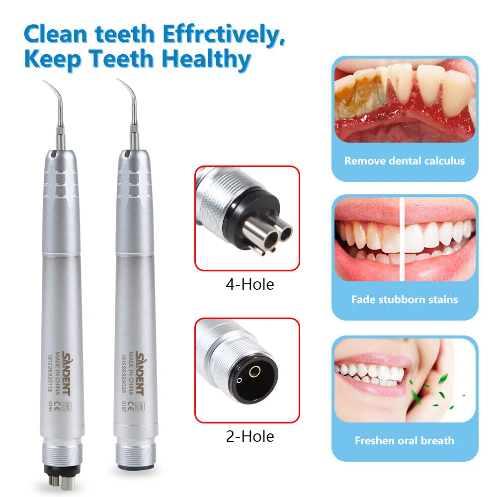 

Hot Sale Dental Ultrasonic Air Scaler Handpiece Super Sonic Scaling With 3 Tips Pneumatic Scaler 2 Hole/ 4 Hole Calculus Remover