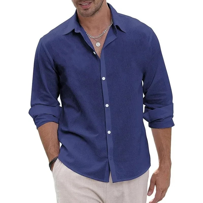 

Men's Treasure Shirt Breathable Cotton Texture Versatile Business Casual Switch Show Fashion 2025 Autumn Must Choose