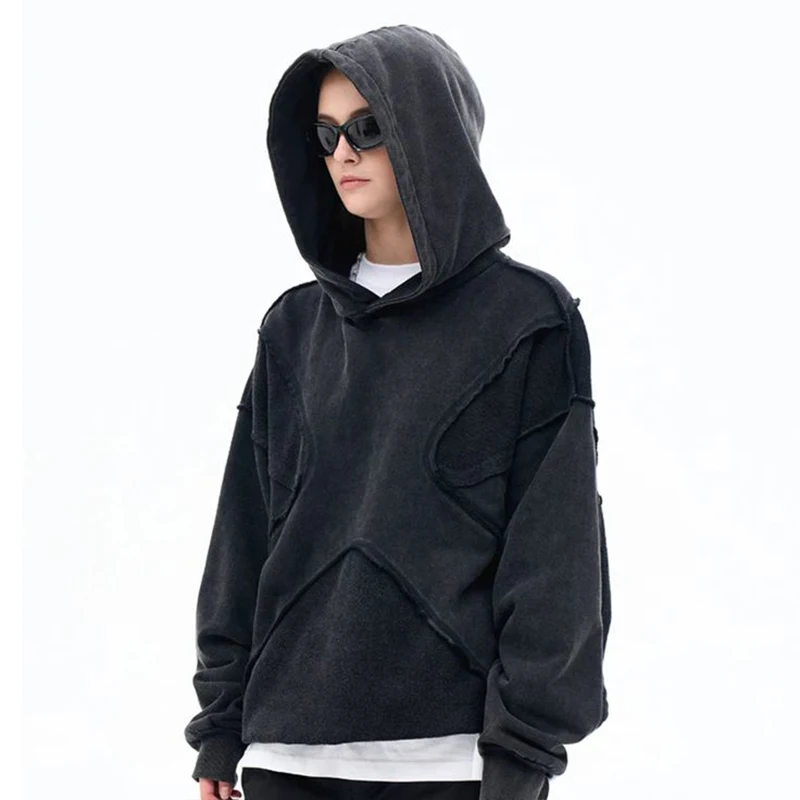 2024 Winter New Hoodie Hip Hop Splicing Retro Hoodie Sweater Made Old Warm Creative Hoodie Winter Outdoor Warm Hoodie Top y2k