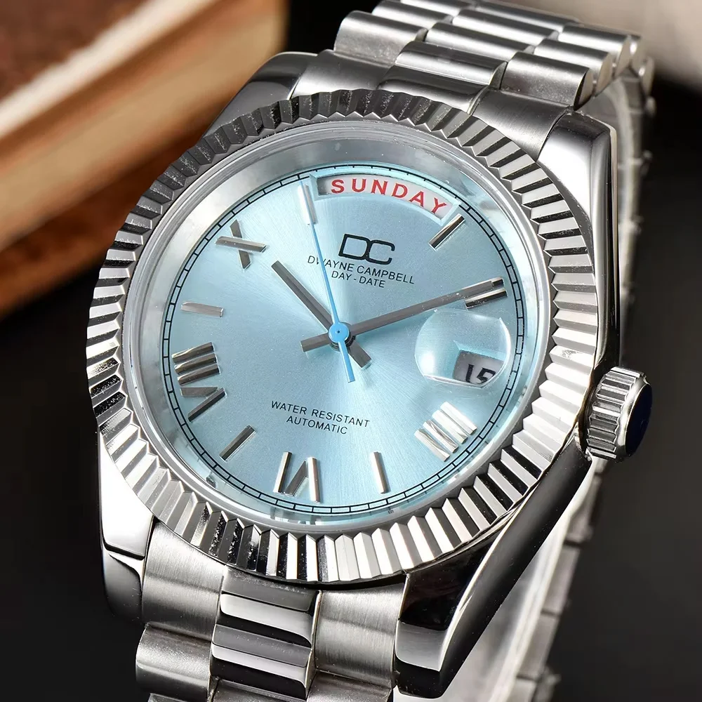 40 مللي متر صالح M8285/8215 حركة/القرص الرجال الصلب ساعة اكسسوارات سوار حزام ساعة صندوق الياقوت الزجاج ساعات المعصم