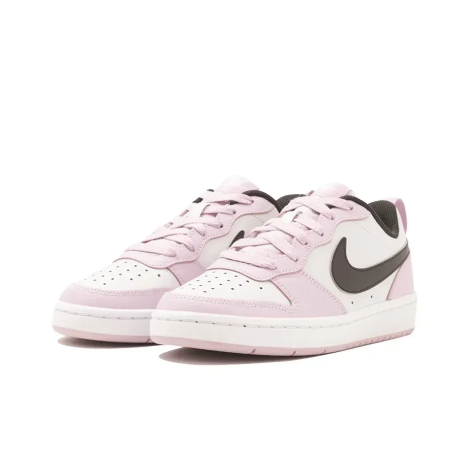 Original Nike Court Borough Women's Skateboarding Shoes Non-Slip Low Top Comfortable White Sneakers BQ5448-005