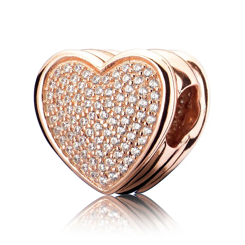 ATHENAIE 925 Sterling Silver Heart Charms | Pink & White CZ Pave Beads for European Style Bracelets | Romantic Gift for Women
