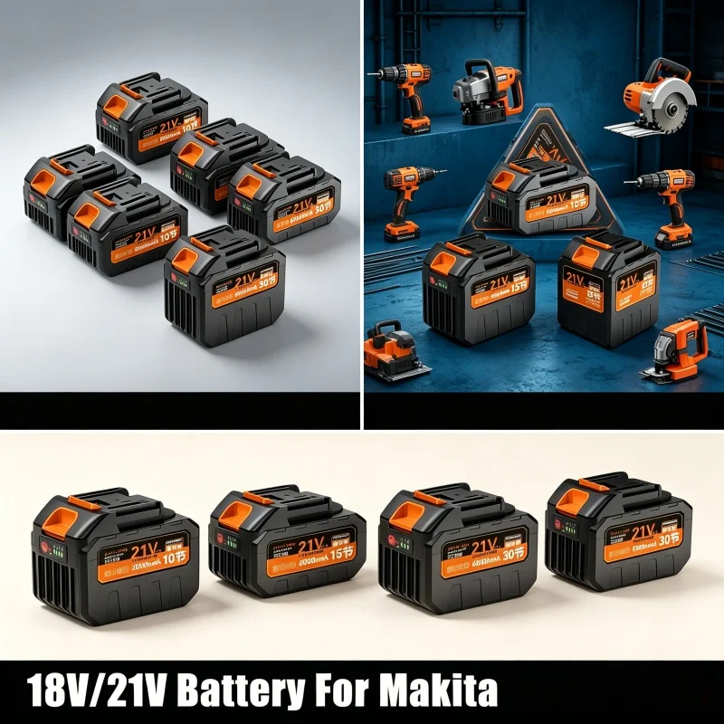 Replacement for Makita 18V-21V Lithium-Ion Battery 60000mAh with LED