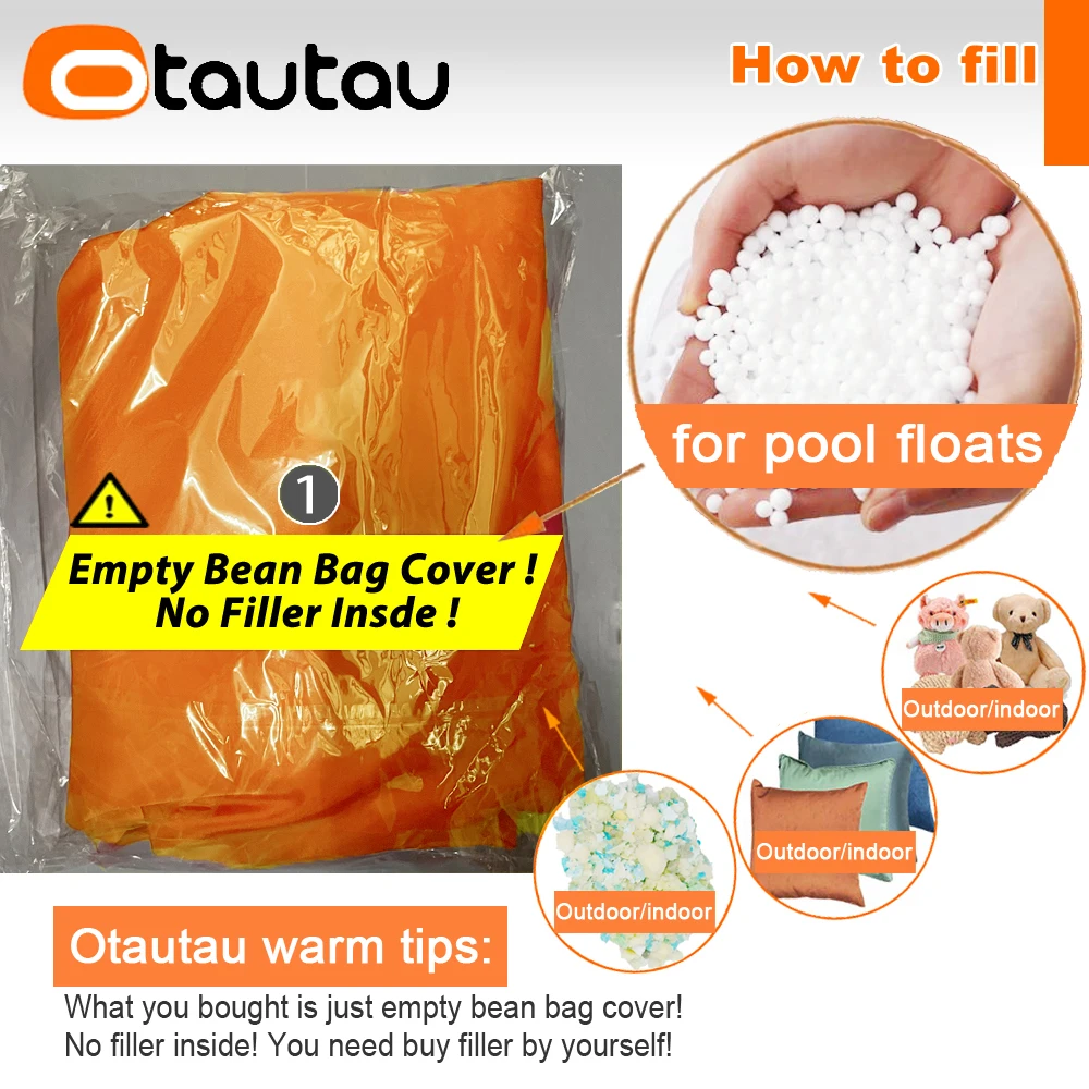 OTAUTAU Children Outdoor Bean Bag Cover Swim Pool Float Pouf Storage Beanbag Cover DD258【No Filler!Need Buy Filler Yourself】