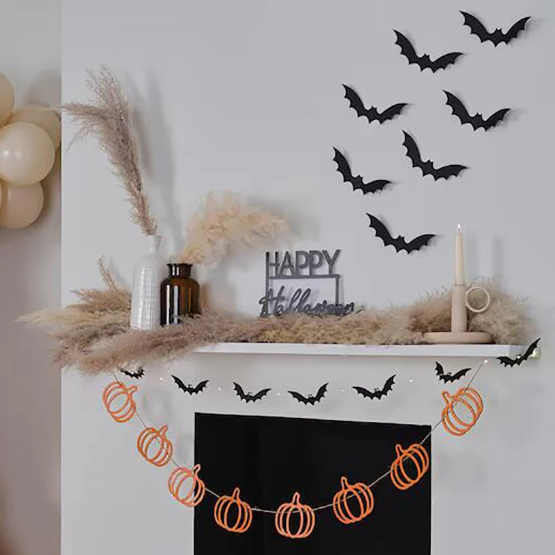 Bat Pumpkin Banner, Happy Halloween Eve Party, Trick or Treat, Lareira Manto, Hocus, Outono Decoração de Aniversário