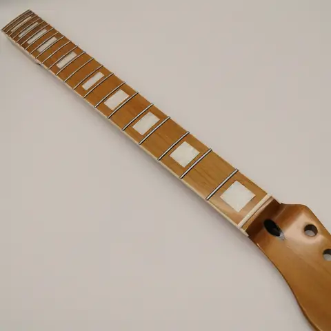 22 Frets Gloss Finish Roasted Maple TL Guitar Neck with Block Inlay & Fingerboard Binding Replacement TL Electric Guitar Neck