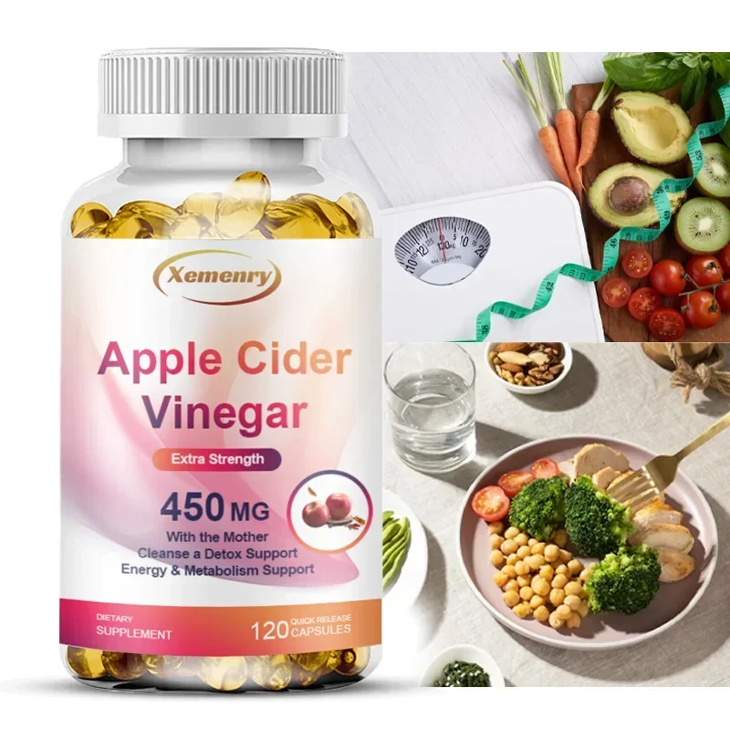 Apple Cider Vinegar Capsules 450mg - Weight Management, Body Cleansing, Appetite Suppression, Metabolism, Reduce Bloating