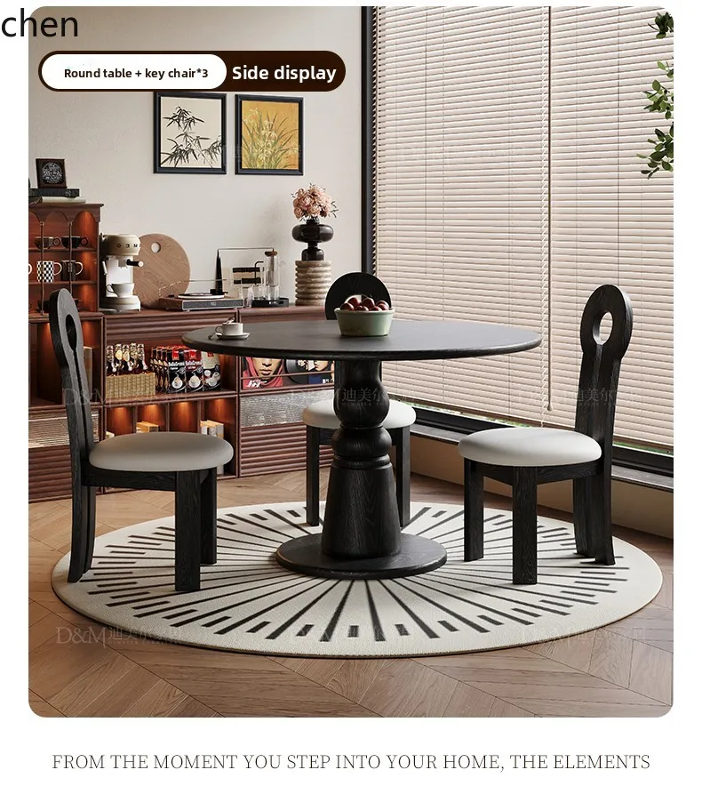 Solid Wood Dining Table White Wax Wood Round Table Home Balcony Negotiation