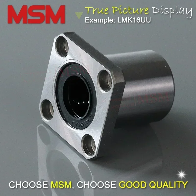 4pcs MSM Square Flange Linear Bearings LMK6UU LMK8UU LMK10UU LMK12UU LMK16UU LMK20UU LMK25UU LMK30UU Shaft Ball Bushings mm