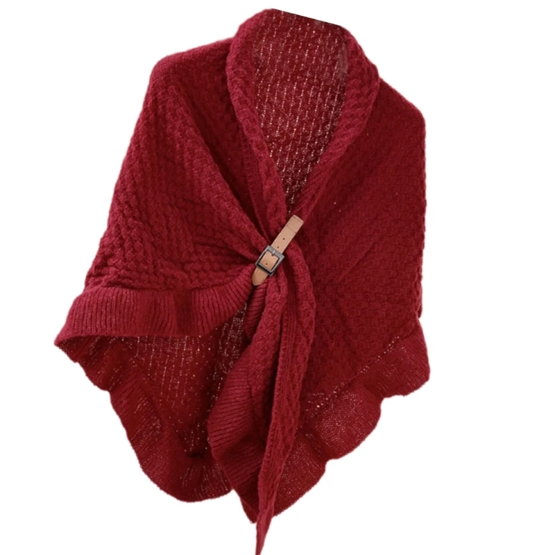 Elegant Open Front Warm Ponchos Shawl Knit Wrap for Women Soft Warm Stylish Oversized Scarf Wrap Knitted Dropshipping