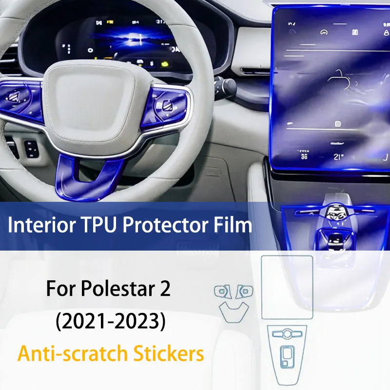 TPU Protective Film Refit PPF for Polestar 2 2021-2023 Car Interior Center Console Navigation Anti-scratch Protection Sticker
