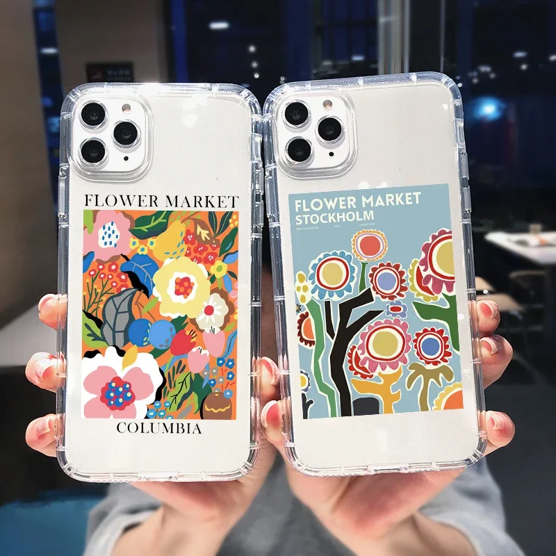 Abstract Art Colorful Flower Matisse Painting Phone Case For iPhone 12 11 Pro MAX XR XS 7 13 14 X Plus Clear Soft TPU Cover Capa