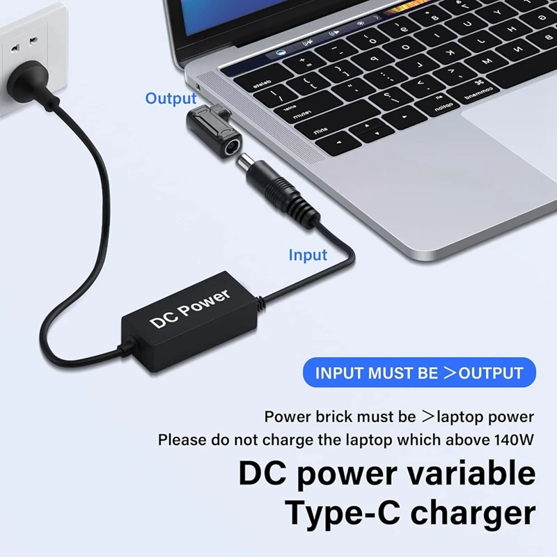 PD 140W DC To Type C Power Charging Adapter DC Female Input To USB C Male Connector For Phone,Tablet,Laptop (Q)