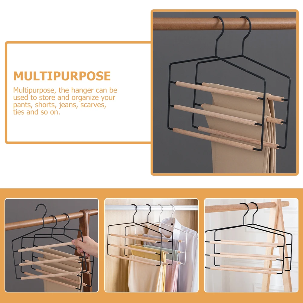 

Wrought Iron Trousers Pant Hanger Hanger 3 tier Multi layer Pants Rack Space saving Wardrobe ganizers Black Color