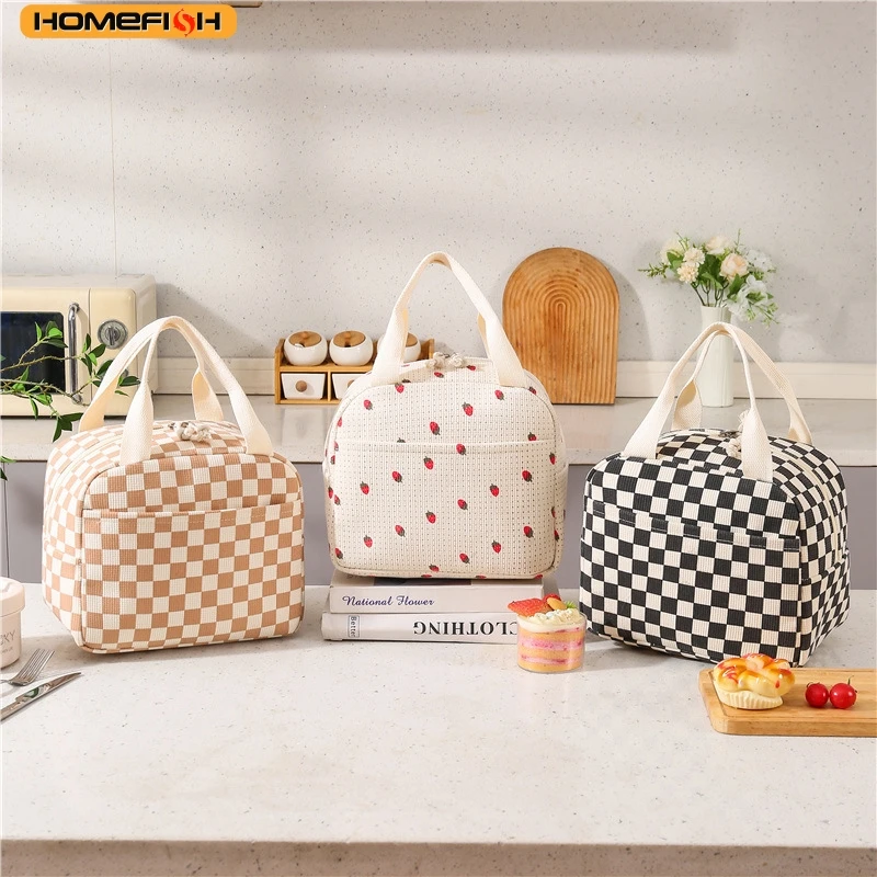 HOMEFISH Cute Flower Pattern Lunch Box Bag Waterproof Durable Insulated Thermal Handbag for Food Storage