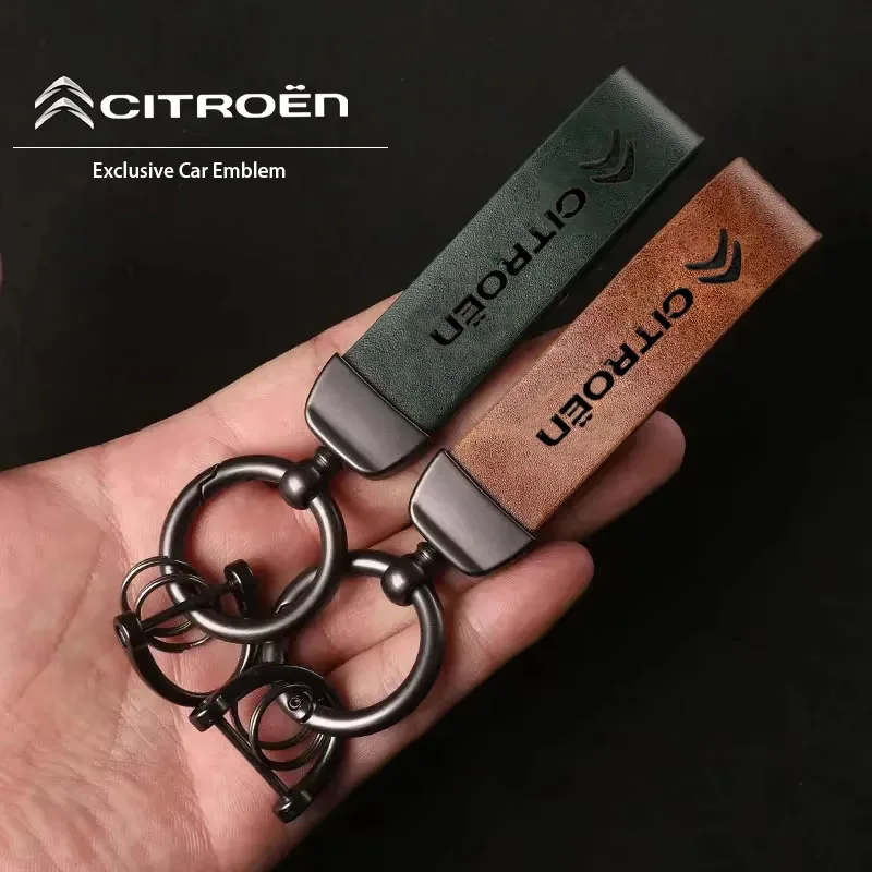 Citroen Logo Auto Vintage Leder Schlüsselanhänger Ring Zinklegierung Kettenschlüssel für Citroen C1 DS3 C2 C3 Vts C4 Saxo C4L C5 C6 C8 Xsara