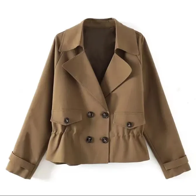 Short Trenchcoat Jacket Outwear Women's 2026 New Spring Fashion Loose Double-Breasted Workwear Tops High-End Windbreaker