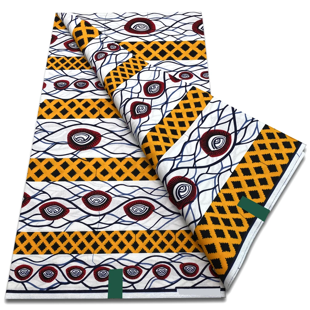 6yards Ankara Wax Fabric Veritable Soft Nigerian African Block Prints Wax Fabric 100% Cotton Dutch Pagne For Women Sewing