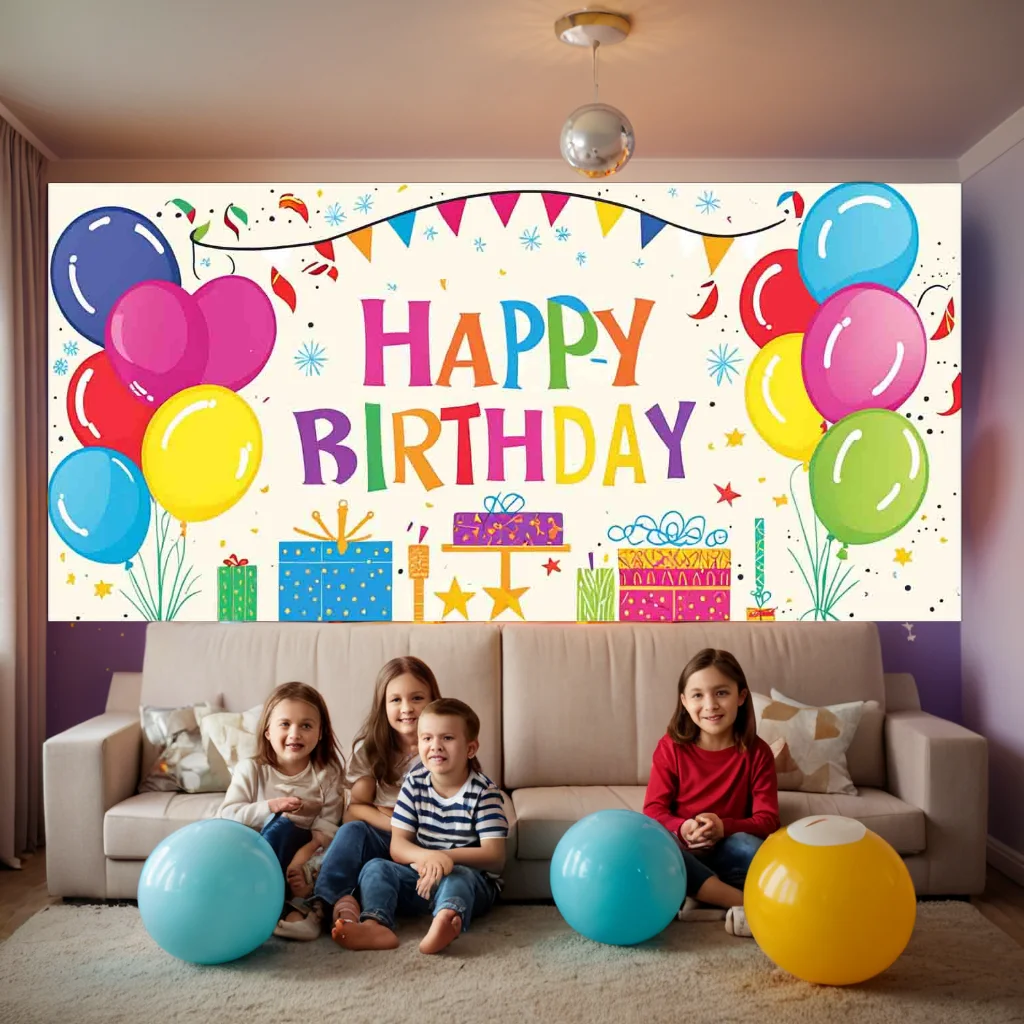 Children Photo Backgrounds Balloons Baby Birthday Party Decor Flag Gift Ribbon Portrait Family Photography Backdrop Photo Studio