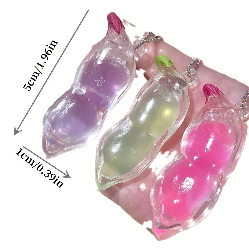 Porte-clés à presser en forme de haricot coloré, jouet Squishy en soja pour cueillette de la peau, dosette de pois, soulagement sensoriel du Stress, jouets cadeaux de fête, 1/3 pièces