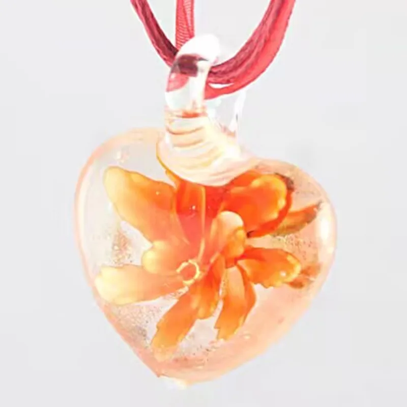 2  Styles New Handmade Murano Lampwork Glass Heart  Flower Pendant Fit Necklace Jewelry Gifts