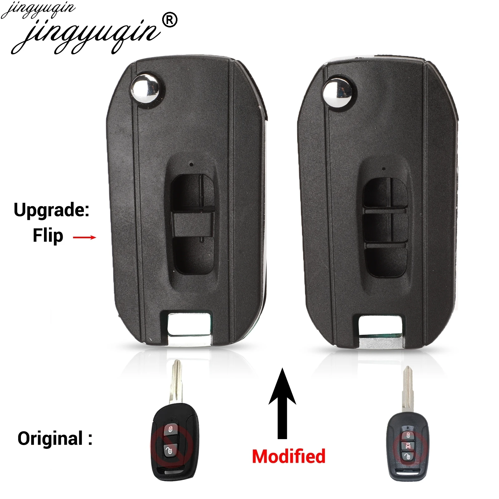 Jingyuqin Key Case for Chevrole Captiva Key 2/3 Buttons Remote Key Modified Blank Key Shell Cover