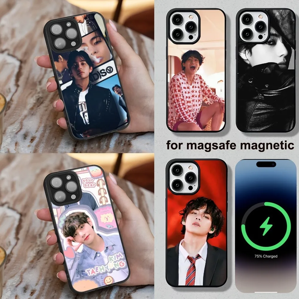 Kim Tae H-Hyung Phone Case For iPhone 16,15,14,13,12,11,Plus,Pro,Max,Mini Soft Magesafe Magnetic Wireless Charge