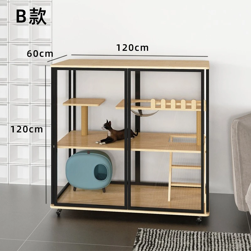 Glass Cat Cage Villa Display Cabinet Luxury Double Storey Cat House Pet Transparent Glass House