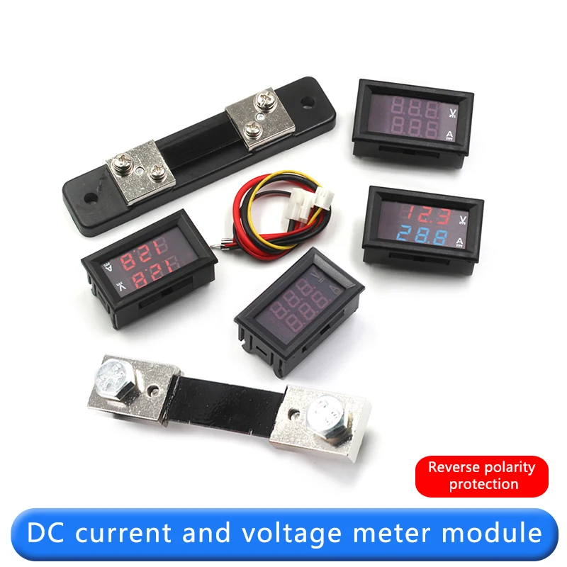 DC-stroom- en spanningsmetermodule LED DC digitale stroom- en spanningsmeter met dubbel display 0-100V10A-kaart