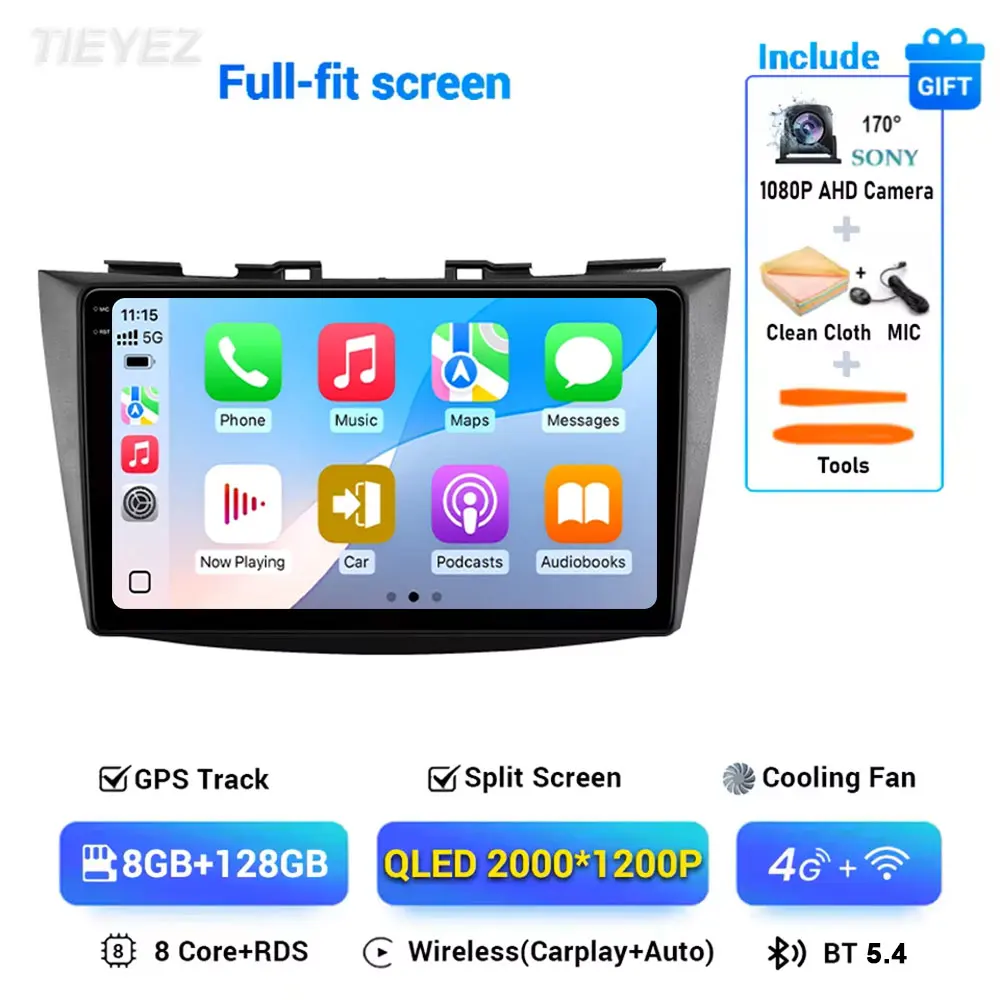 Android 16 autoradio voor Suzuki Swift 4 2011-2017, stereo multimedia videospeler, GPS, draadloze Carplay head unit