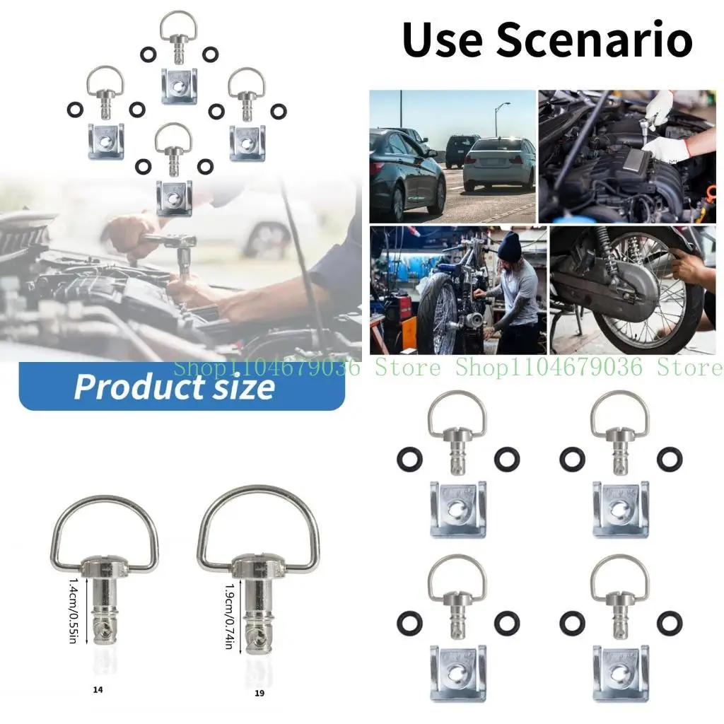 652F Phát hành nhanh 1/4 D-Rings Turn Race Fairing Fastener cho xe máy 14mm 19mm D-Rings Clip Fastener