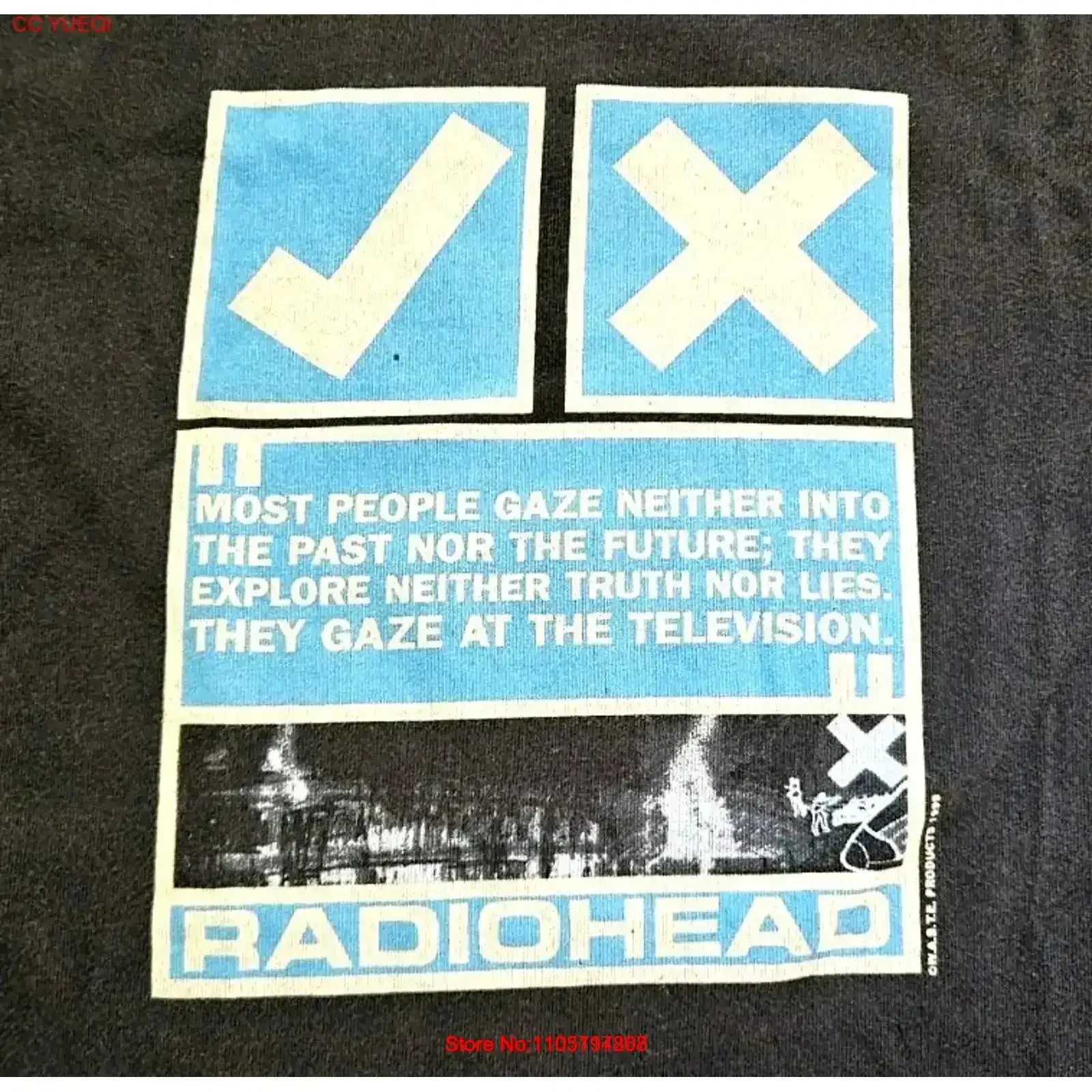 

Vintage 90s Radiohead OK Computer Limited Edition T Shirt Sz Large Double Sided Washed streetwear Stretched Comfortable