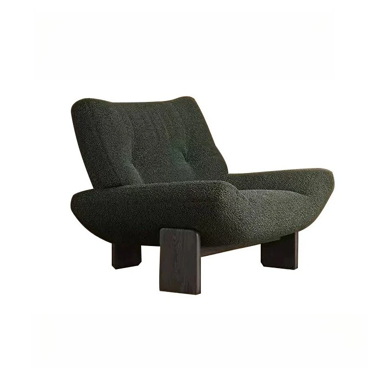 

Medieval style living room single sofa chair high-end ash wood balcony creative retro lazy leisure chair