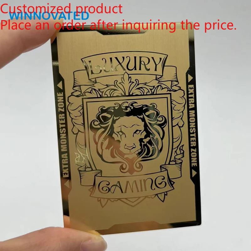 Customized product High Quality Custom Metal Cards 0.8 Golden Mirror Finish Business Card With Qr Code