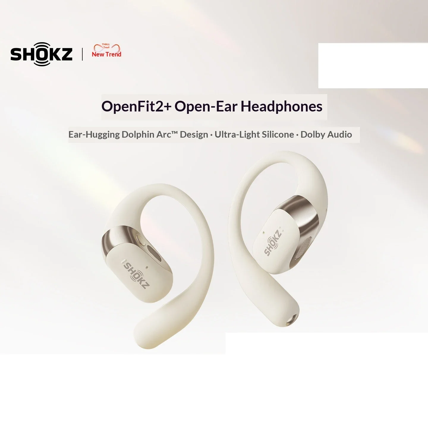SHOKZ OpenFit 2+ Open Ear Earbuds Wireless Bluetooth Ear Hook Headphones for Sports Running Office Use